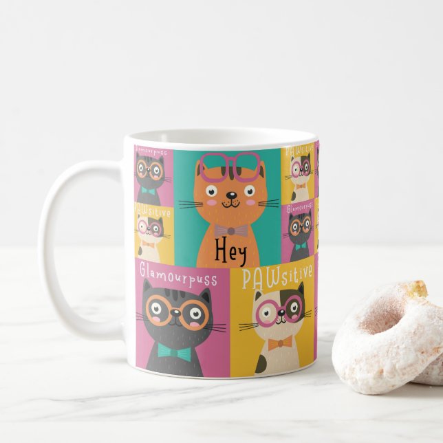 Caneca De Café Cat Diz Ei Memes Engraçados   (Com Donut)
