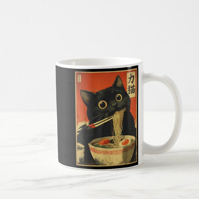 Caneca De Café Cat Eating Ramen Funny Japanese Kawaii Cat Anime L (Direita)