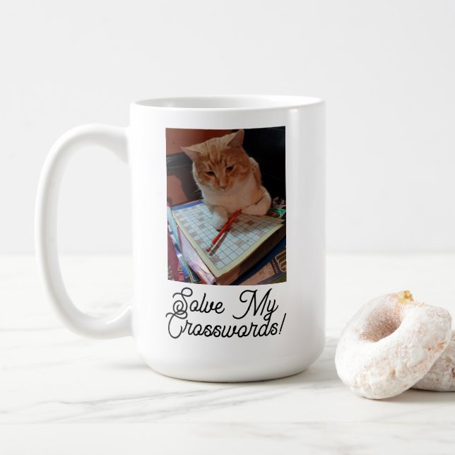 Caneca De Café Cat Engraçado Resolve Minha Foto Personalizada De  (Com Donut)