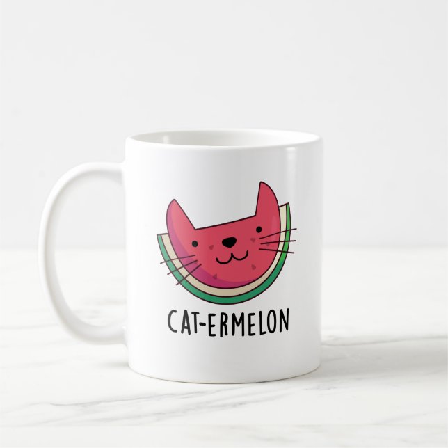 Caneca De Café Cat-ermelon Funny Cat Watermelon Pun (Esquerda)