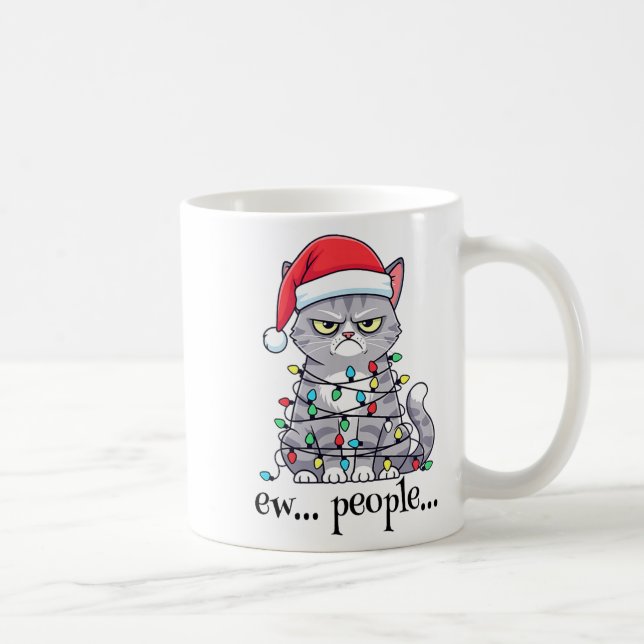 Caneca De Café Cat Ew People Adult Humor Mens Womens Introvert An (Direita)
