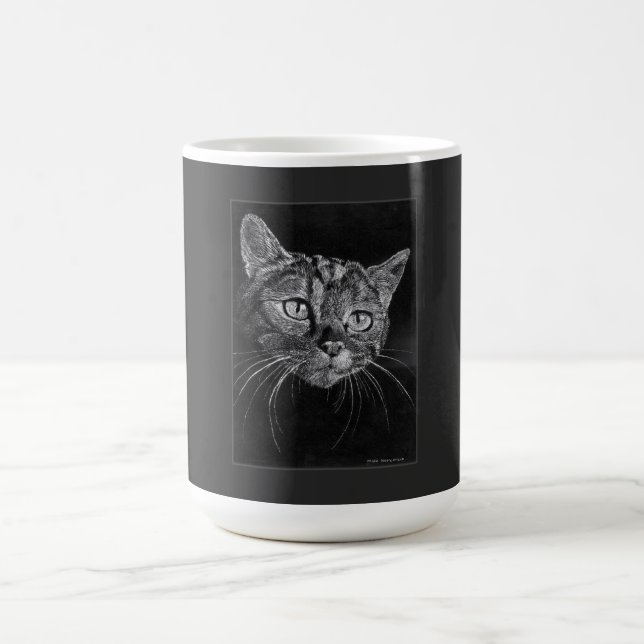 Caneca De Café Cat Face Drawing By Mark Edward Westerfield  (Centro)