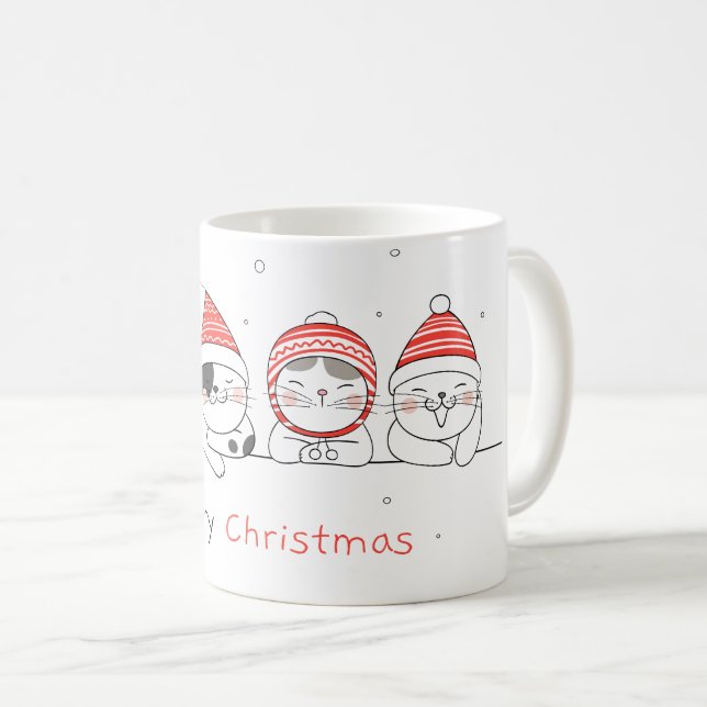 Caneca De Café Cat Feliz Natal (Frente Esquerda)