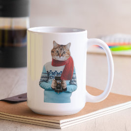 Caneca De Café Cat Fotografia em Vintage Sweater Quirky