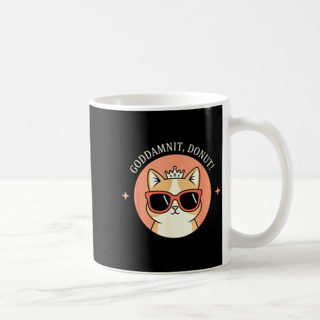 Caneca De Café Cat - Godit, Donut! Sy Retro Cat Lover Design  (Direita)