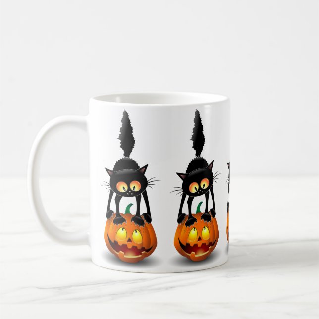 Caneca De Café Cat Halloween Personagem de desenho animado assust (Esquerda)
