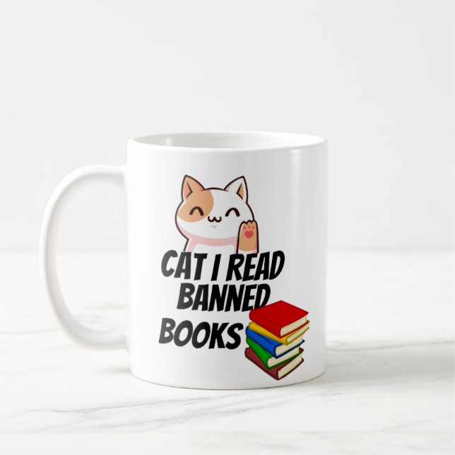 Caneca De Café Cat I Lê Livros Banidos (Esquerda)