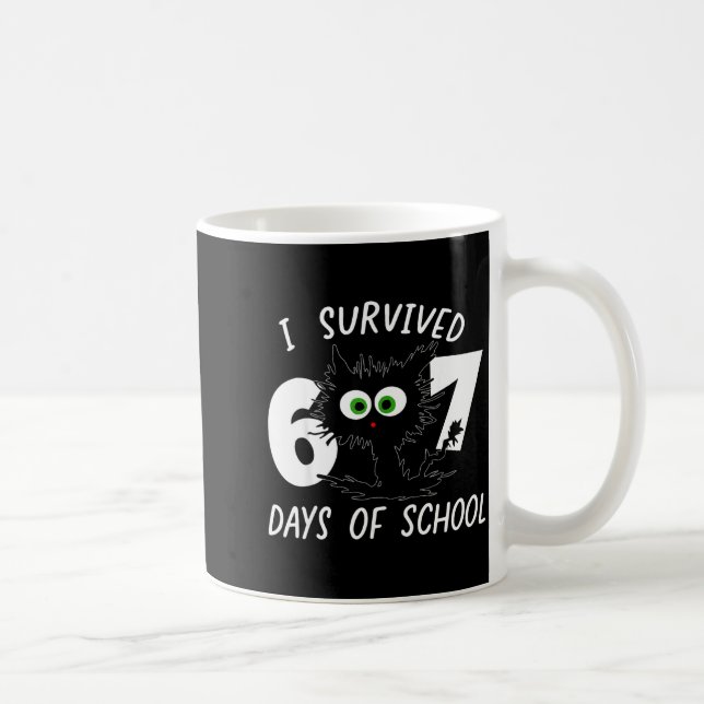 Caneca De Café Cat I Survived 67 Days Of School Teachers Students (Direita)