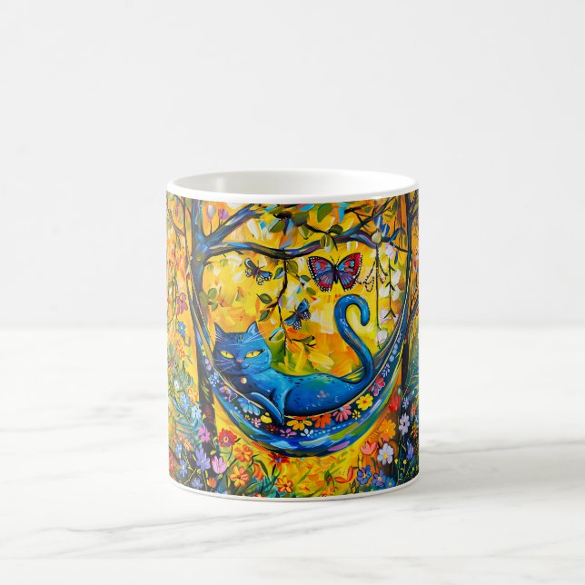 Caneca De Café Cat in Hammock Under Tree (Centro)
