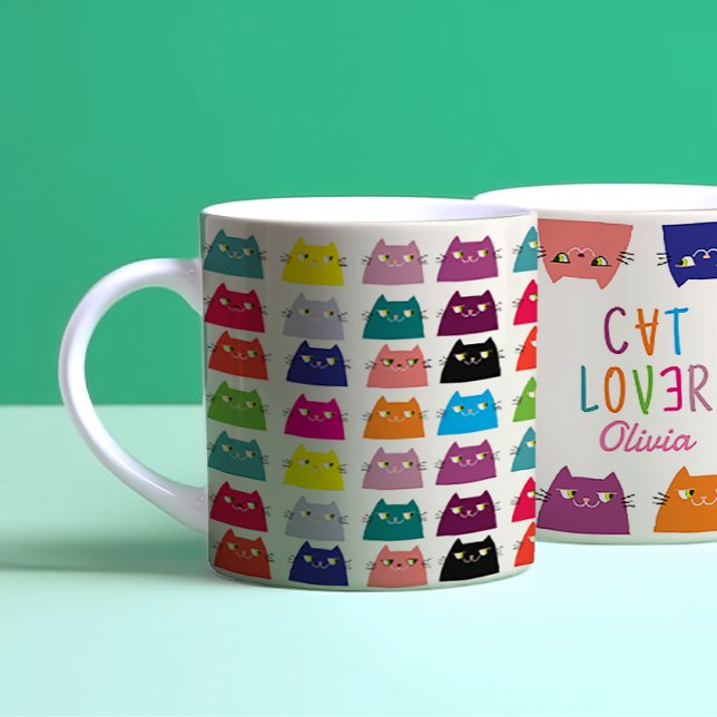 Caneca De Café Cat Kawaii Pattern (Criador carregado)
