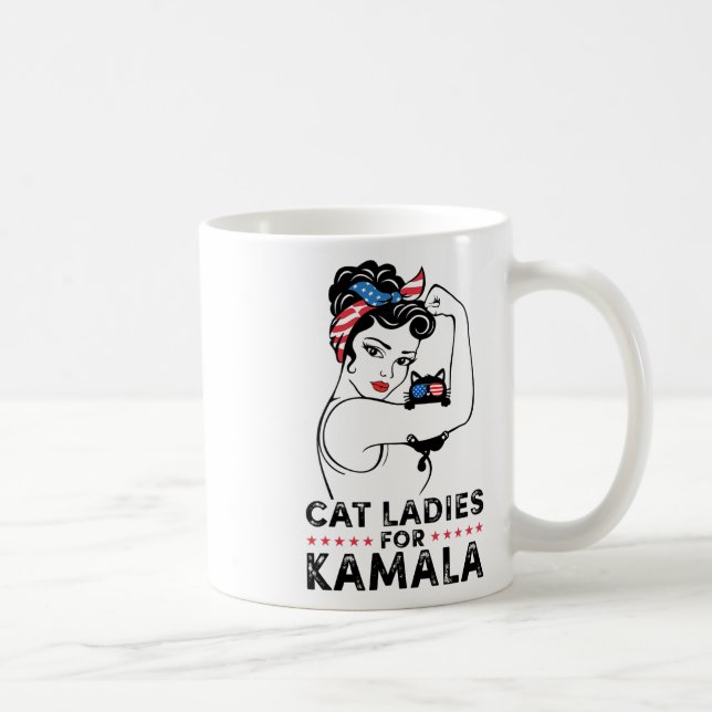 Caneca De Café Cat Ladies For Kamala Harris Para O Presidente 202 (Direita)