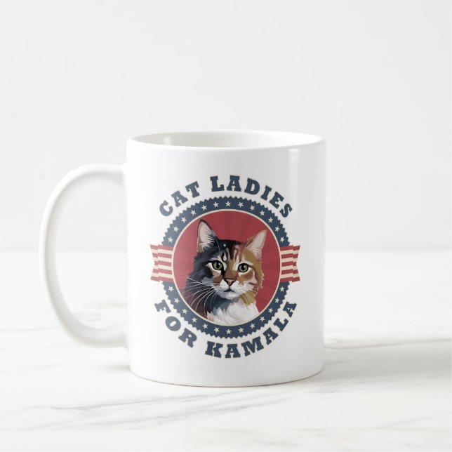 Caneca De Café Cat Ladies para Kamala Harris Presidente 2024 (Esquerda)