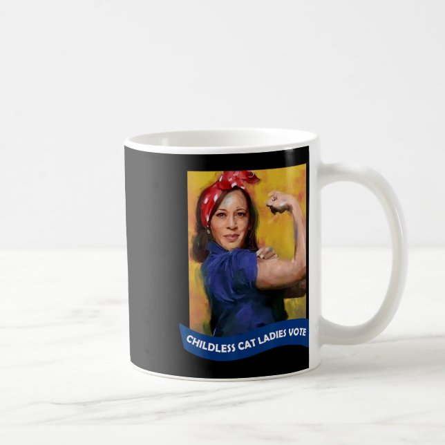 Caneca De Café Cat Ladies Vote Kamala 2024 Rosie The Riveter (Direita)