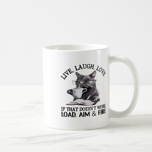 Caneca De Café Cat Live Ria Amor Se Isso Não Funciona Carregar (Direita)