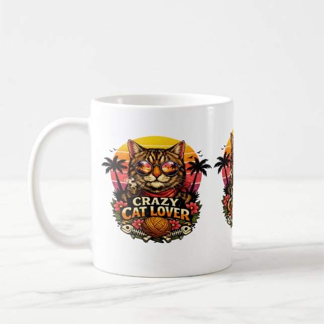 Caneca De Café Cat Lover Vibes – Cute Cat Design . (Esquerda)