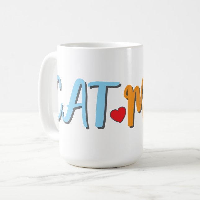 Caneca De Café Cat Mãe - Felino Bonito com Personalização Opciona (Frente Esquerda)