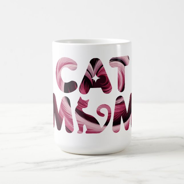 Caneca De Café Cat Mamãe Rosa Abstrato Art Mug (Centro)