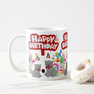 Caneca De Café Cat Mug Happy Birthday Mug