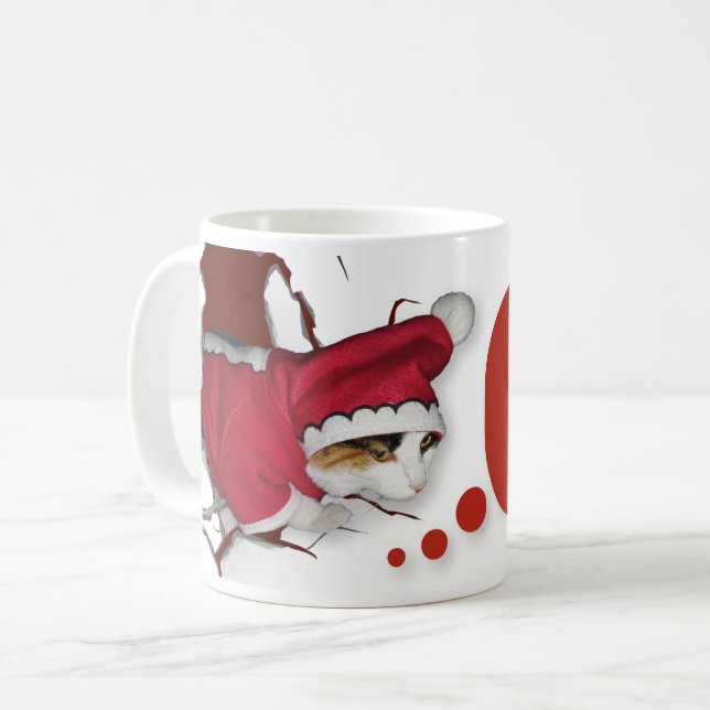 Caneca De Café Cat Mug Wishing Merry Christmas (Frente Esquerda)