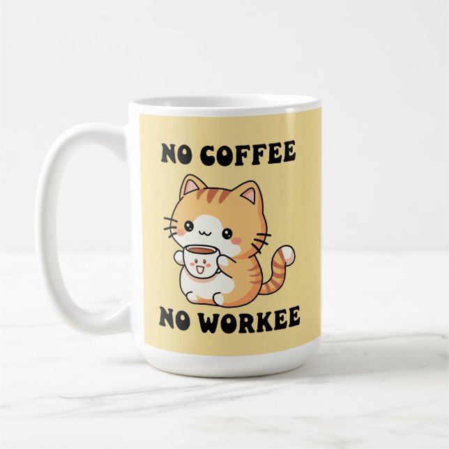 Caneca De Café Cat No Café No Workepy Feline Humor Gift (Esquerda)