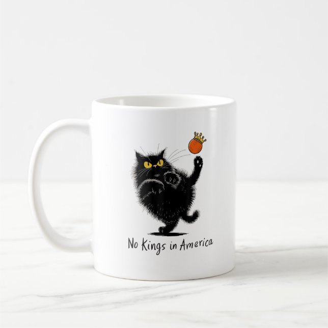 Caneca De Café Cat No Kings In America We The People Political (Esquerda)