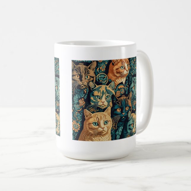 Caneca De Café Cat Pattern Classic Mug, 15 oz (Frente Esquerda)
