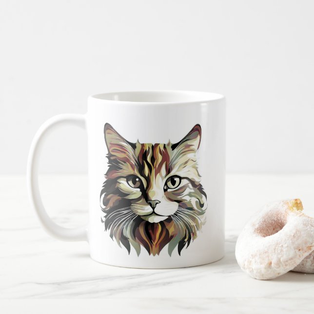Caneca De Café Cat Portrait Art Design Mug (Com Donut)