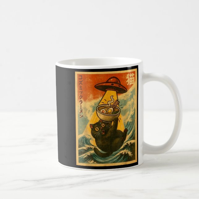 Caneca De Café Cat Ramen Funny Japanese Anime Ufo Men Women Teen  (Direita)