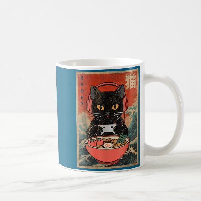 Caneca De Café Cat Ramen Japanese Funny Graphic Kawaii Anime  (Direita)
