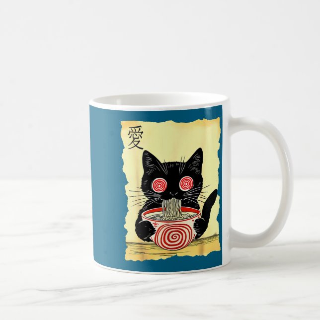 Caneca De Café Cat Ramen Japanese Funny Graphic Tees Kawaii Anime (Direita)
