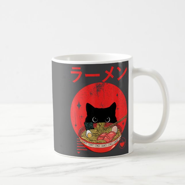 Caneca De Café Cat Ramen Japanese Funny Graphic Tees Kawaii Cat A (Direita)