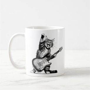 Caneca De Café Cat Rockin' the Guitar, Music Lover Gift