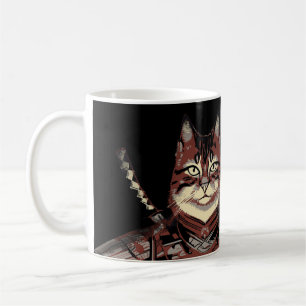 Caneca De Café Cat Samurai Warrior Japonês