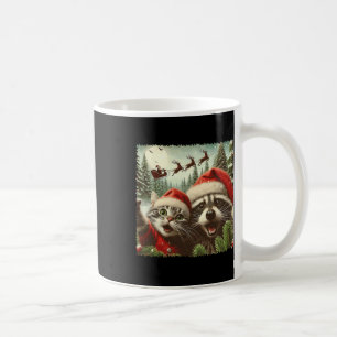 Caneca De Café Cat Selfie Com Papais noeis De Sleigh Engraçado Es