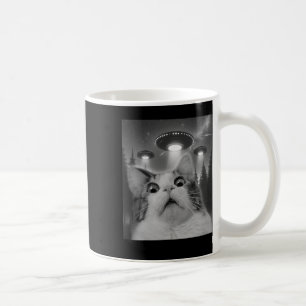 Caneca De Café Cat Selfie Com Ufos