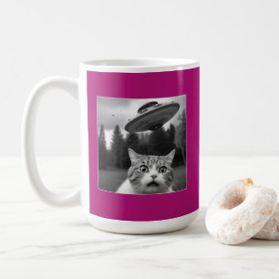 Caneca De Café Cat Selfie UFO Mug Engraçado Coffee Mug