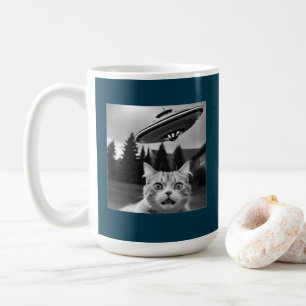 Caneca De Café Cat Selfie UFO Mug Engraçado Coffee Mug