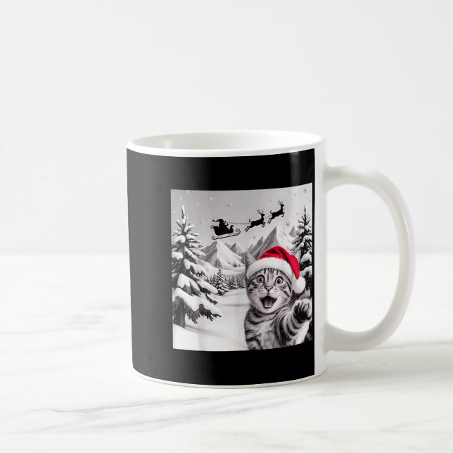 Caneca De Café Cat Selfie With Santa  (Direita)