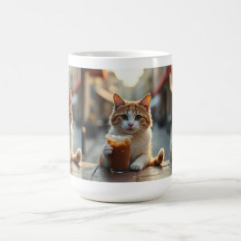 Caneca De Café Cat Sipping Coffee On A Street
