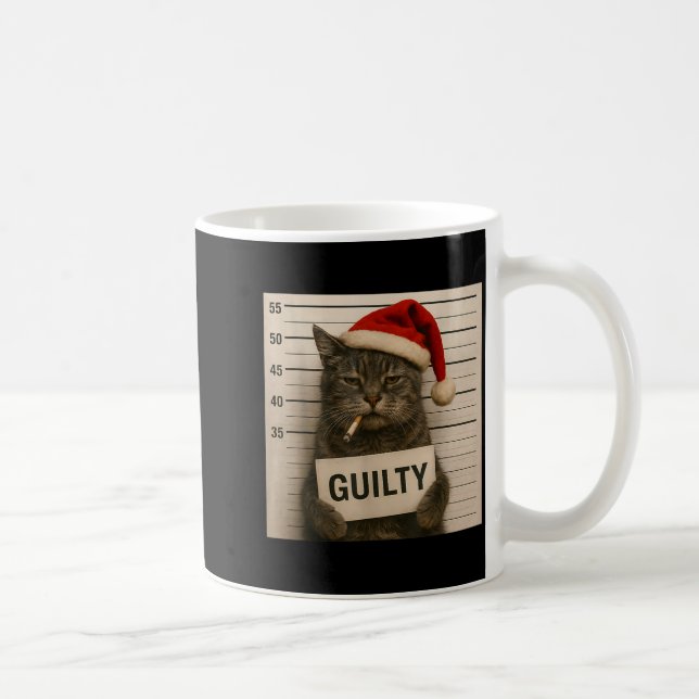 Caneca De Café Cat Smoking Cigarette Christmas Funny Meme Cat  (Direita)