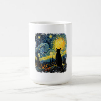 Caneca De Café Cat Starry Night Van Gogh Cat for Cat Lover Cat Mo