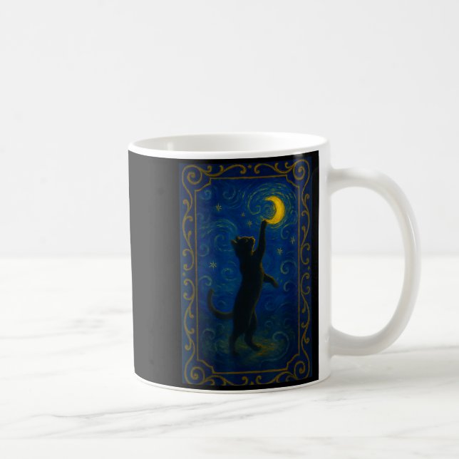 Caneca De Café Cat Starry Night Van Gogh Cat Funny Cat Lover Mom  (Direita)