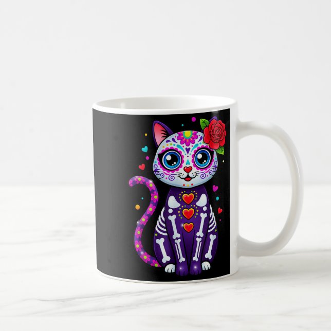 Caneca De Café Cat Sugar Skull Cute Cat For Cat Lover Cat-m  (Direita)