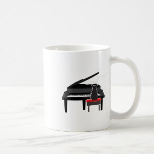 Caneca De Café Cat Tocando Piano Music Lover Camisetas engraçadas