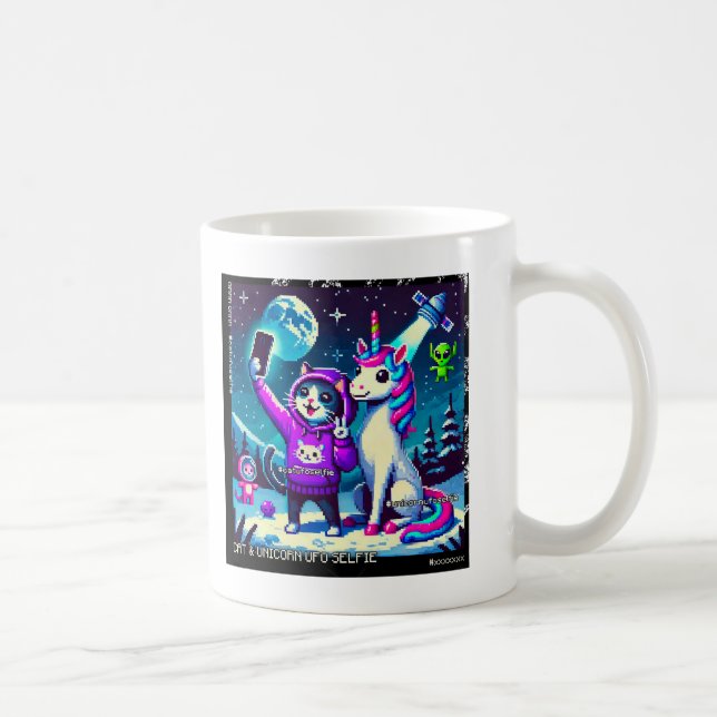 Caneca De Café Cat & Unicorn UFO Selfie: Big Meeting Mug (Direita)