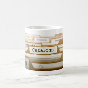 Caneca De Café Catálogos de Pastas de Arquivo Antigas Organização