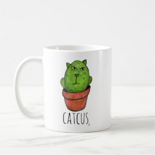 Caneca De Café Catcus Pet Cactus Cartoon Cat Design