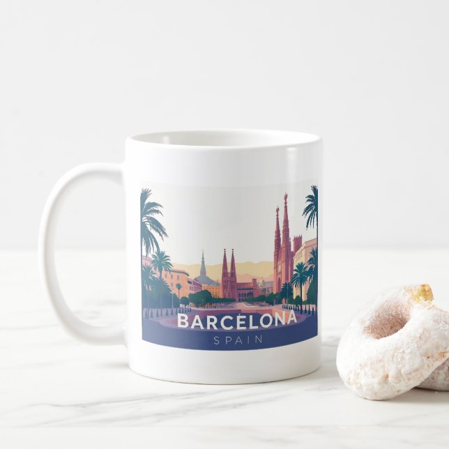 Caneca De Café Catedral Espanha de Barcelona (Com Donut)
