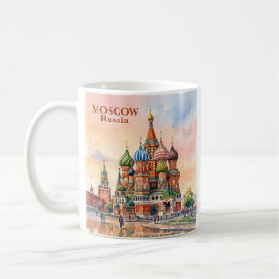 Caneca De Café Catedral Personalizada de Moscou Rússia Aquarela V