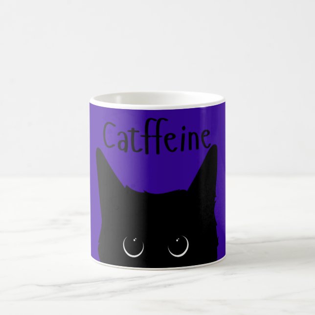Caneca De Café Catffeine Black Cat Purple Background (Centro)